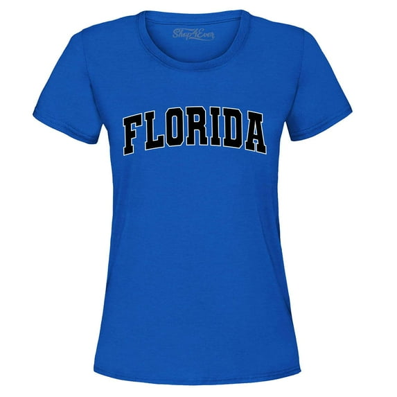 Shop4Ever Women's Florida State Letter Print Graphic T-Shirt Large Royal Blue