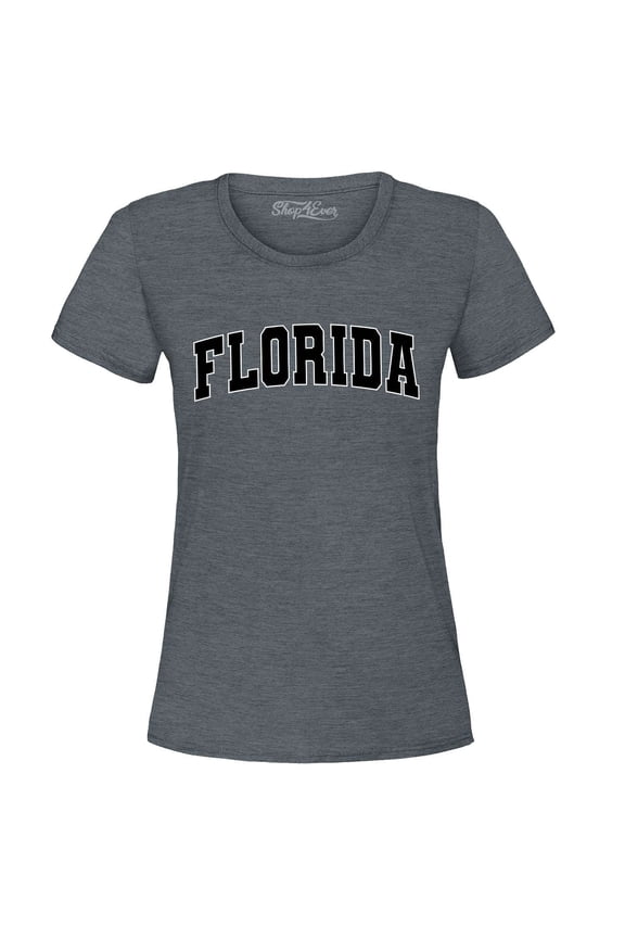 Women's Florida State Letter Print Graphic T-Shirt Small Dark Heather