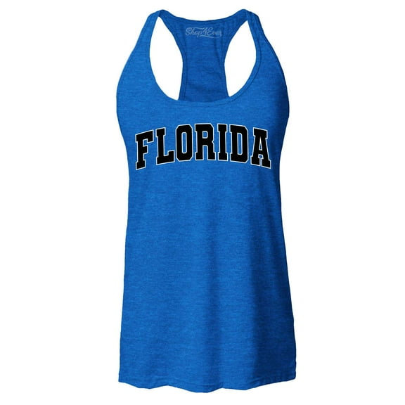 Shop4Ever Women's Florida State Letter Print Racerback Tank Top Small Royal Blue