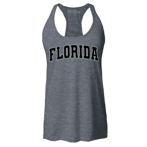 Shop4Ever Women's Florida State Letter Print Racerback Tank Top X-Small Charcoal