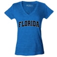 thumbnail image 1 of Shop4Ever Women's Florida State Letter Print Slim Fit V-Neck T-Shirt Large Heather Royal Blue, 1 of 5