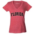 thumbnail image 1 of Shop4Ever Women's Florida State Letter Print Slim Fit V-Neck T-Shirt Medium Heather Red, 1 of 5