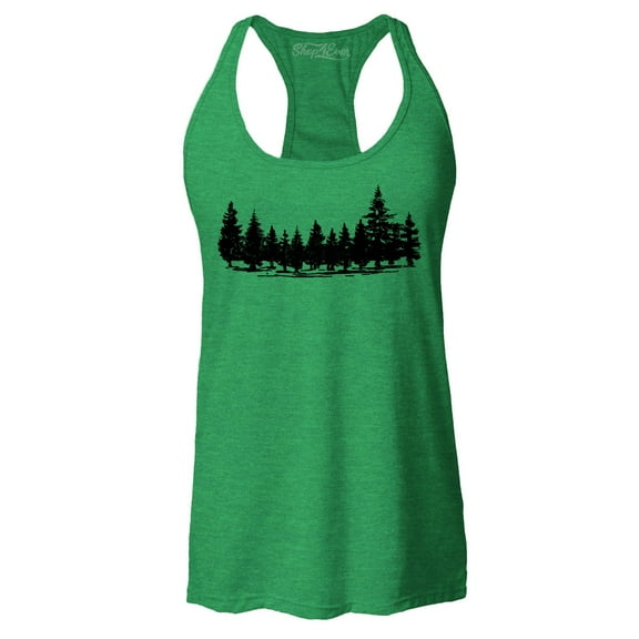Shop4Ever Women's Forest Trees Nature Mountains Wildlife Racerback Tank Top Medium Kelly Green