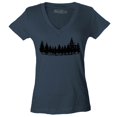 thumbnail image 1 of Shop4Ever Women's Forest Trees Nature Mountains Wildlife Slim Fit V-Neck T-Shirt Large Charcoal, 1 of 5