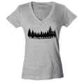 thumbnail image 1 of Shop4Ever Women's Forest Trees Nature Mountains Wildlife Slim Fit V-Neck T-Shirt Medium Sports Grey, 1 of 5