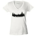 thumbnail image 1 of Shop4Ever Women's Forest Trees Nature Mountains Wildlife Slim Fit V-Neck T-Shirt Small White, 1 of 5