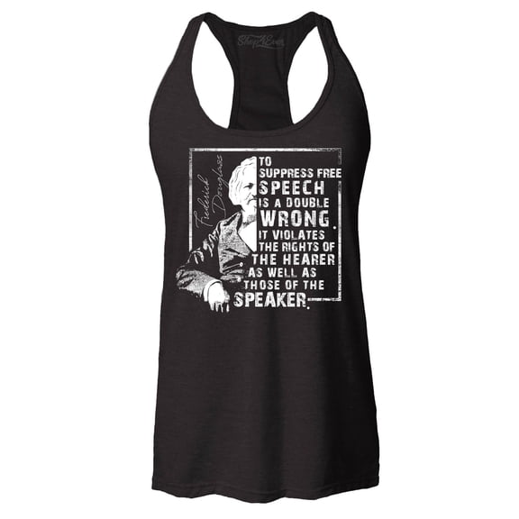 Shop4Ever Women's Free Speech Inspiring Quote Frederick Douglass Racerback Tank Top Large Black
