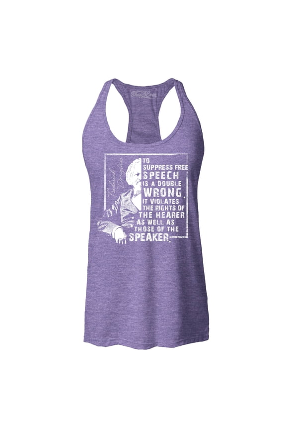Women's Free Speech Inspiring Quote Frederick Douglass Racerback Tank Top Small Purple