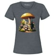 thumbnail image 1 of Shop4Ever Women's Frog Playing Guitar Mushroom Cottagecore Graphic T-Shirt Medium Dark Heather, 1 of 5