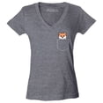 thumbnail image 1 of Shop4Ever Women's Funny Corgi Pocket Size Dog Lovers Slim Fit V-Neck T-Shirt XX-Large Heather Charcoal, 1 of 5