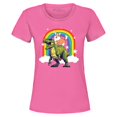 thumbnail image 1 of Shop4Ever Women's Funny Corgi Riding Dinosaur and Rainbow Graphic T-Shirt Medium Azalea Pink, 1 of 5