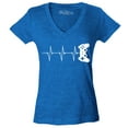 thumbnail image 1 of Shop4Ever Women's Gamer Heartbeat Controller Slim Fit V-Neck T-Shirt X-Small Heather Royal Blue, 1 of 5
