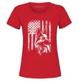 thumbnail image 1 of Shop4Ever Women's German Shepherd American Flag Graphic T-Shirt Large Red, 1 of 5