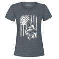 thumbnail image 1 of Shop4Ever Women's German Shepherd American Flag Graphic T-Shirt Medium Dark Heather, 1 of 5
