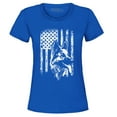 thumbnail image 1 of Shop4Ever Women's German Shepherd American Flag Graphic T-Shirt Small Royal Blue, 1 of 5