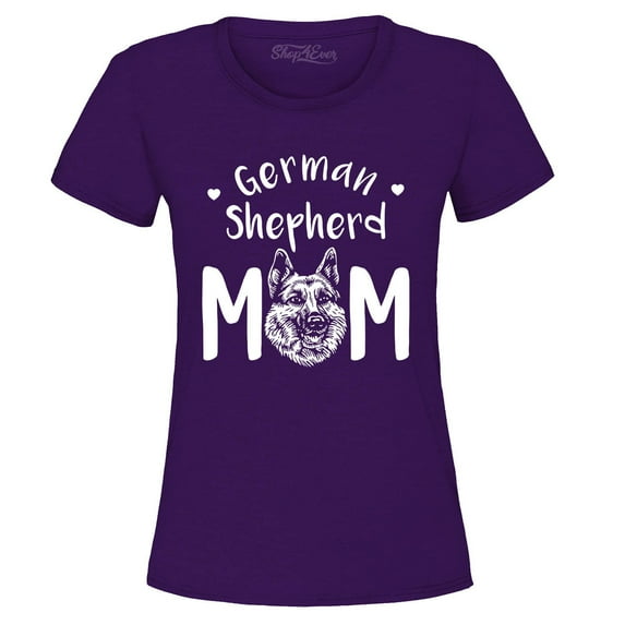 Shop4Ever Women's German Shepherd Graphic T-Shirt Medium Purple