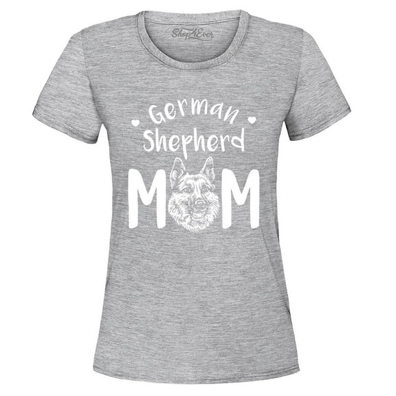 Shop4Ever Women's German Shepherd Graphic T-Shirt Medium Sports Grey