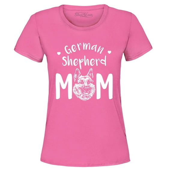 Shop4Ever Women's German Shepherd Graphic T-Shirt Small Azalea Pink