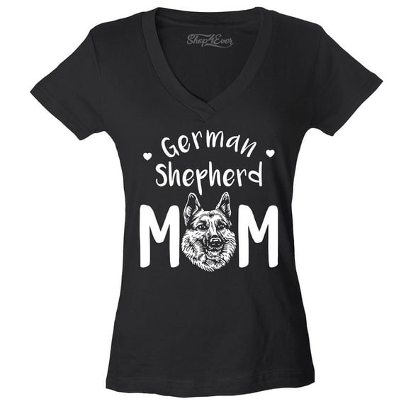 Shop4Ever Women's German Shepherd Slim Fit V-Neck T-Shirt X-Small Black