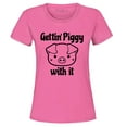 thumbnail image 1 of Shop4Ever Women's Getting' Piggy with It Graphic T-Shirt Small Azalea Pink, 1 of 5
