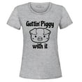 thumbnail image 1 of Shop4Ever Women's Getting' Piggy with It Graphic T-Shirt XXX-Large Sports Grey, 1 of 5