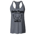 thumbnail image 1 of Shop4Ever Women's Getting' Piggy with It Racerback Tank Top Small Charcoal, 1 of 5