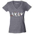 thumbnail image 1 of Shop4Ever Women's Ghosts Reading Books Halloween Teacher Slim Fit V-Neck T-Shirt XX-Large Heather Charcoal, 1 of 5