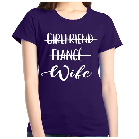 Shop4Ever Women's Girlfriend Fiance Wife Wedding Graphic T-Shirt XXX-Large Purple