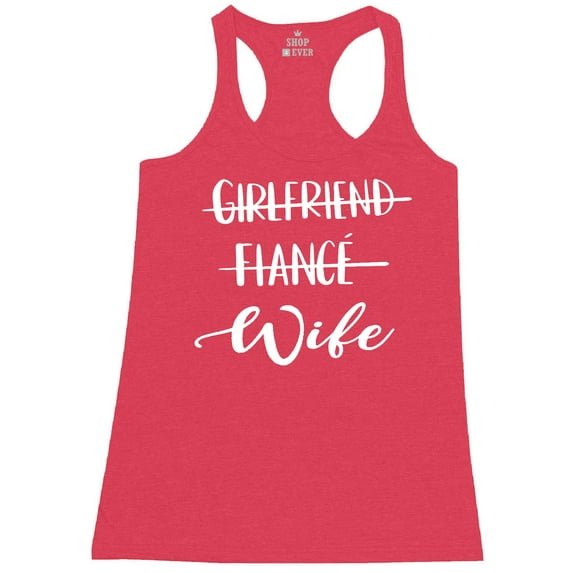 Shop4Ever Women's Girlfriend Fiance Wife Wedding Racerback Tank Top Large Fuchsia