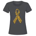 thumbnail image 1 of Shop4Ever Women's Gold Butterfly Ribbon Childhood Graphic T-Shirt Medium Charcoal, 1 of 5