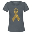 thumbnail image 1 of Shop4Ever Women's Gold Butterfly Ribbon Childhood Graphic T-Shirt Small Dark Heather, 1 of 5