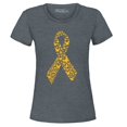 thumbnail image 1 of Shop4Ever Women's Gold Butterfly Ribbon Childhood Graphic T-Shirt X-Large Dark Heather, 1 of 5