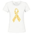thumbnail image 1 of Shop4Ever Women's Gold Butterfly Ribbon Childhood Graphic T-Shirt X-Large White, 1 of 5