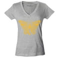 thumbnail image 1 of Shop4Ever Women's Gold Ribbon Butterfly Slim Fit V-Neck T-Shirt Medium Sports Grey, 1 of 5