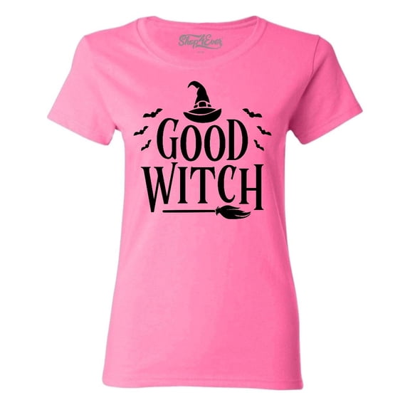 Shop4Ever Women's Good Witch "Black" Halloween Costume Graphic T-Shirt X-Large Azalea Pink