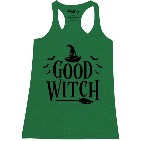 Shop4Ever Women's Good Witch "Black" Halloween Costume Racerback Tank Top Large Kelly Green