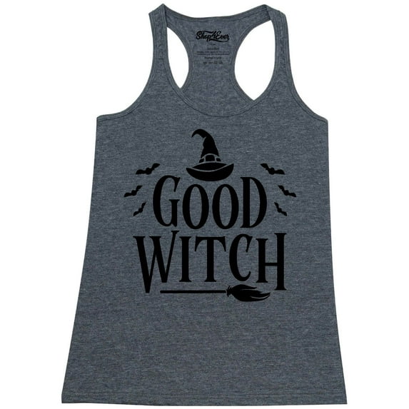 Shop4Ever Women's Good Witch "Black" Halloween Costume Racerback Tank Top XX-Large Charcoal