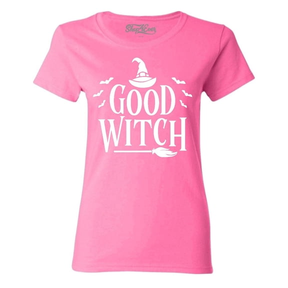 Shop4Ever Women's Good Witch "White" Halloween Costume Graphic T-Shirt Medium Azalea Pink