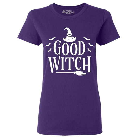 Shop4Ever Women's Good Witch "White" Halloween Costume Graphic T-Shirt Medium Purple