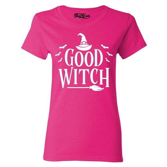 Shop4Ever Women's Good Witch "White" Halloween Costume Graphic T-Shirt Small Heliconia Pink