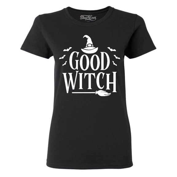 Shop4Ever Women's Good Witch "White" Halloween Costume Graphic T-Shirt X-Large Black