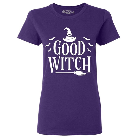 Shop4Ever Women's Good Witch "White" Halloween Costume Graphic T-Shirt X-Large Purple