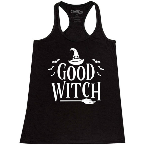 Shop4Ever Women's Good Witch "White" Halloween Costume Racerback Tank Top Small Black