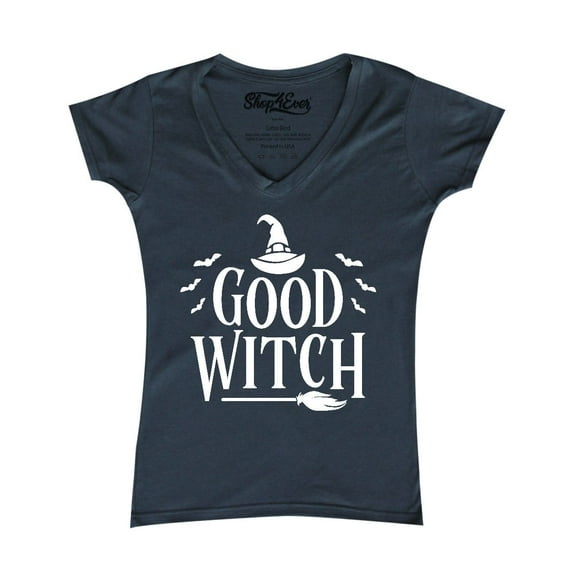 Shop4Ever Women's Good Witch "White" Halloween Costume Slim Fit V-Neck T-Shirt Large Charcoal