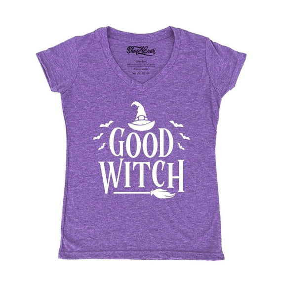 Shop4Ever Women's Good Witch "White" Halloween Costume Slim Fit V-Neck T-Shirt X-Small Heather Purple