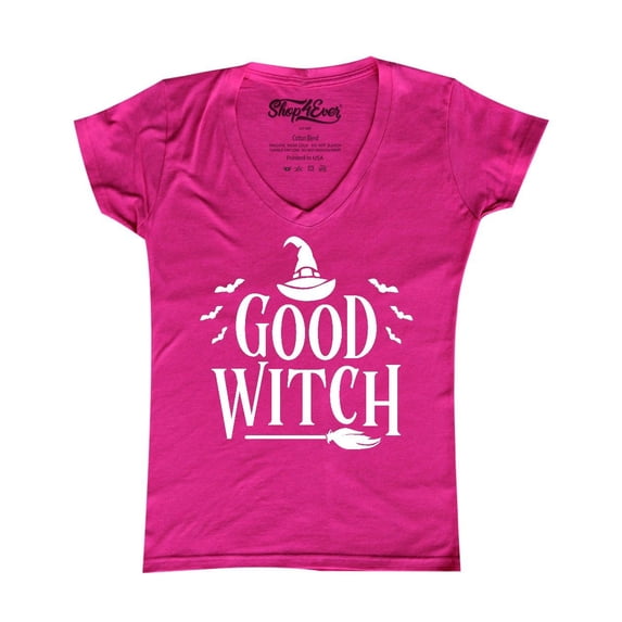 Shop4Ever Women's Good Witch "White" Halloween Costume Slim Fit V-Neck T-Shirt XX-Large Pink