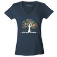thumbnail image 1 of Shop4Ever Women's Grow Your Awareness Autism Puzzle Tree Slim Fit V-Neck T-Shirt Medium Charcoal, 1 of 5