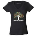 thumbnail image 1 of Shop4Ever Women's Grow Your Awareness Autism Puzzle Tree Slim Fit V-Neck T-Shirt X-Small Black, 1 of 5