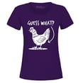 thumbnail image 1 of Shop4Ever Women's Guess What? Chicken Butt Graphic T-Shirt Large Purple, 1 of 5