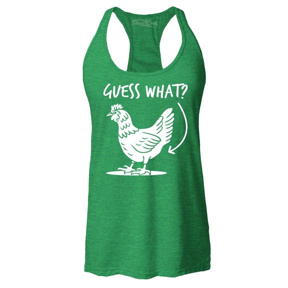 Shop4Ever Women's Guess What? Chicken Butt Racerback Tank Top Medium Kelly Green
